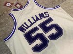 NBA 55 Jason Williams Kings M&N authentique crème Chainstitch Maillot